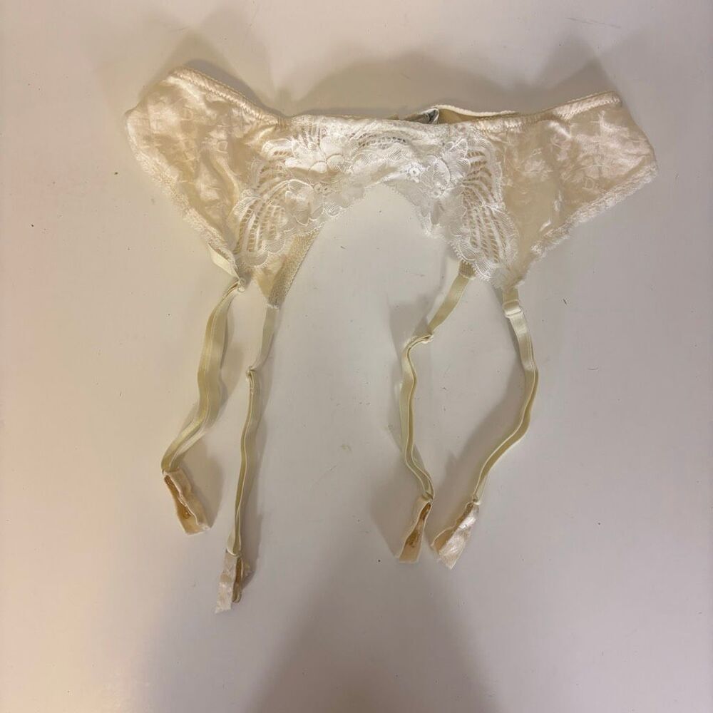 Christian Dior Ivory Silk Lace Garter Belt Medium